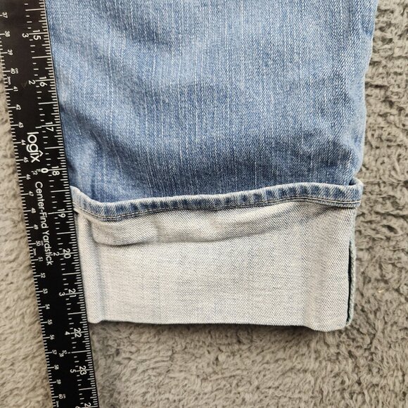Women's Cropped Straight Leg Cuffed Denim Jeans Size 6 Mid Rise Stretch Denim - Picture 6 of 9